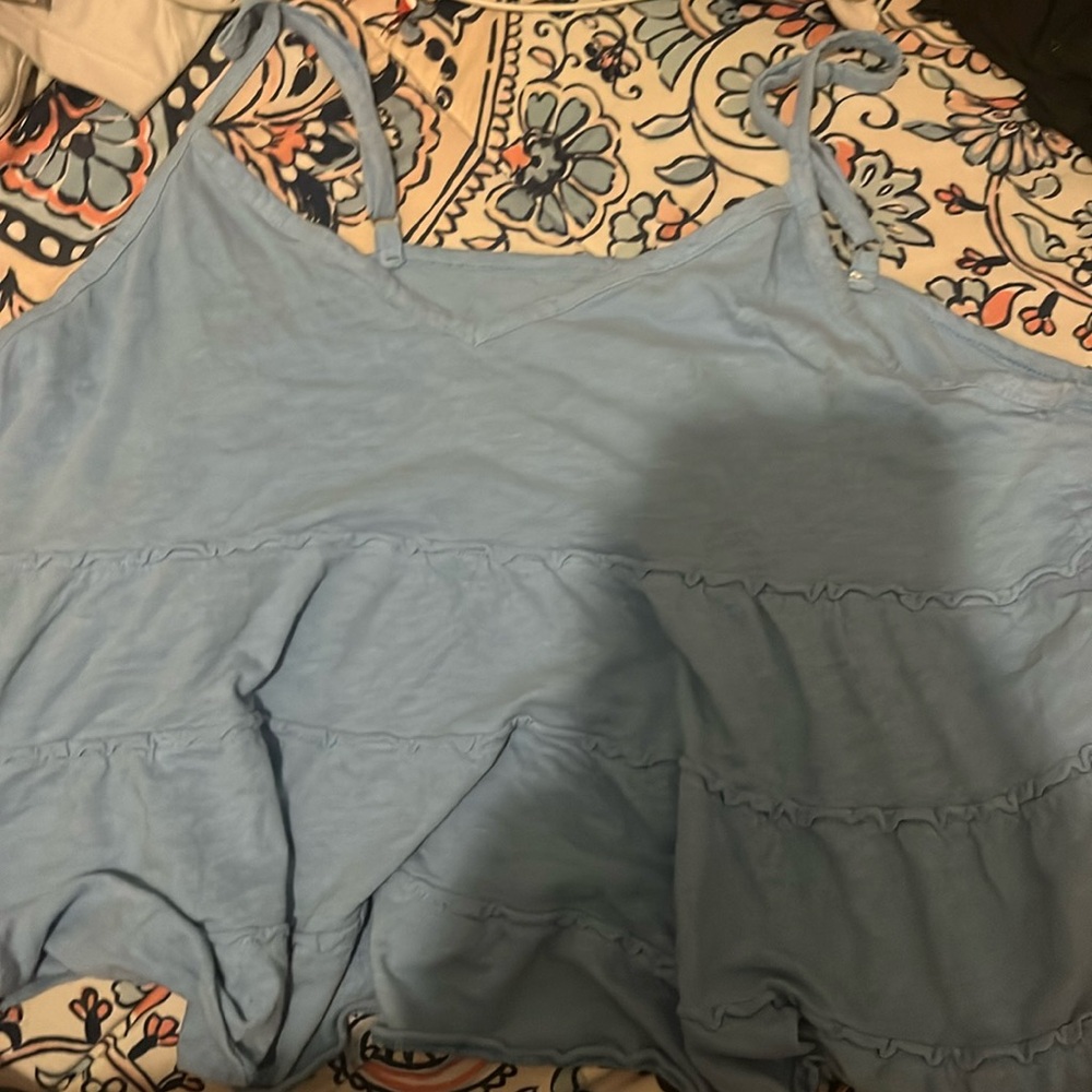 American eagle blue ruffle top